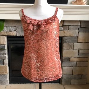 NWT New York and Company animal print tank with ruffle size small